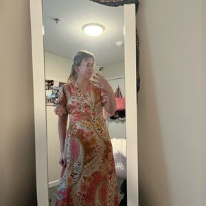 Spartina 449 Paisley Maxi Dress in Pink and Cream